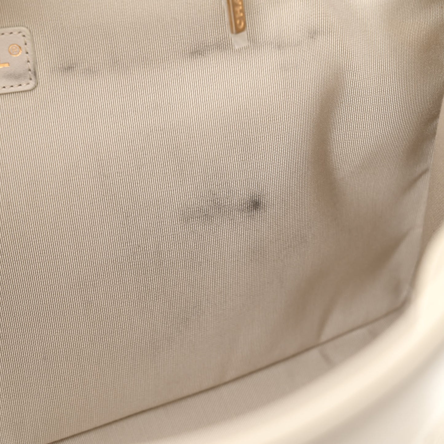 Shiny Aged Calfskin Shopping Bag White