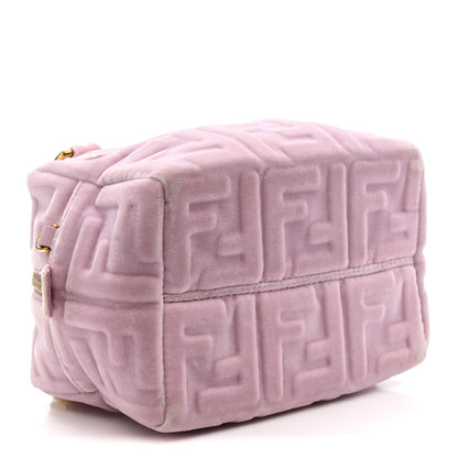 Fendi Velvet FF Embossed Mini Boston Box Rose Confetto 4 of 14