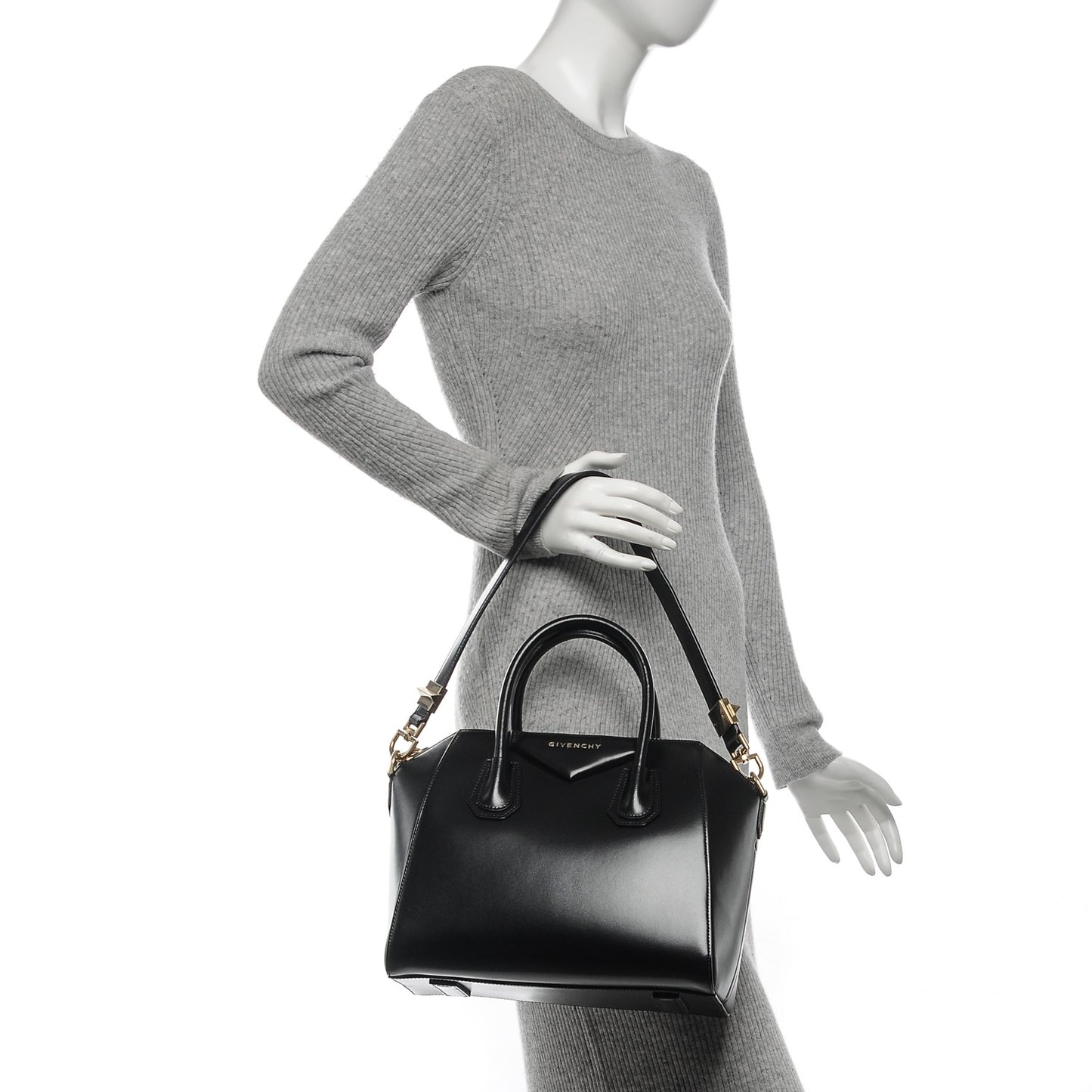 Shiny Lord Calfskin Small Antigona Black