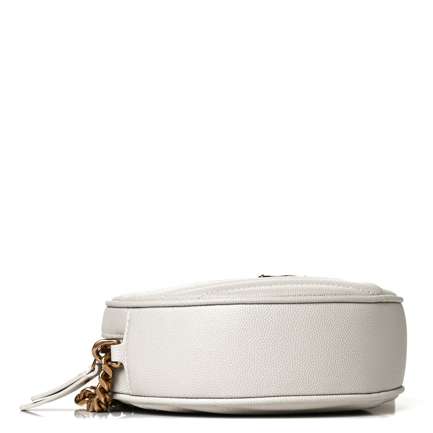 Saint Laurent Grain De Poudre Matelasse Chevron Quilted Round Vinyle Camera Bag Crema Soft 4 of 9