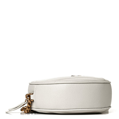 Saint Laurent Grain De Poudre Matelasse Chevron Quilted Round Vinyle Camera Bag Crema Soft 4 of 9