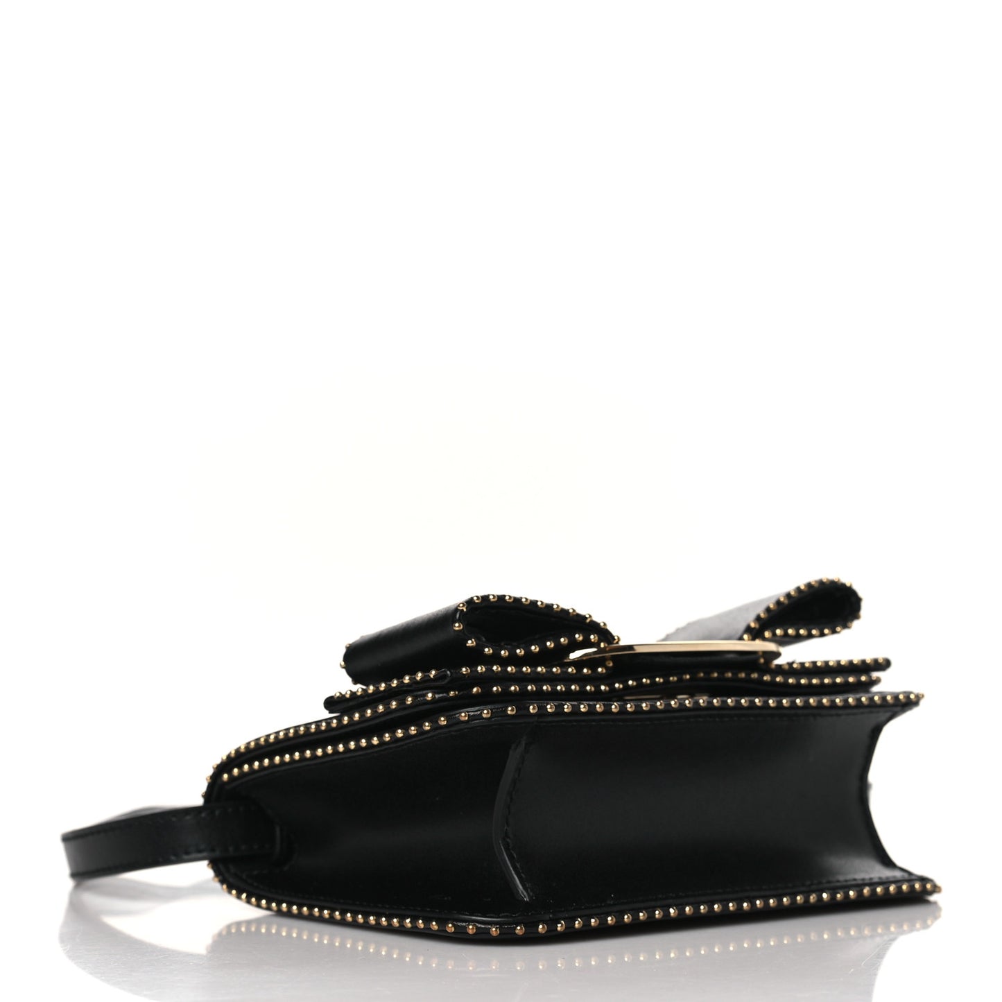 Calfskin Studded Mini Vara Bow Rainbow Crossbody Bag Black