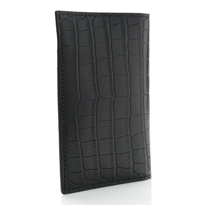 Hermes Matte Alligator MC2 Euclide Card Holder Black 3 of 7