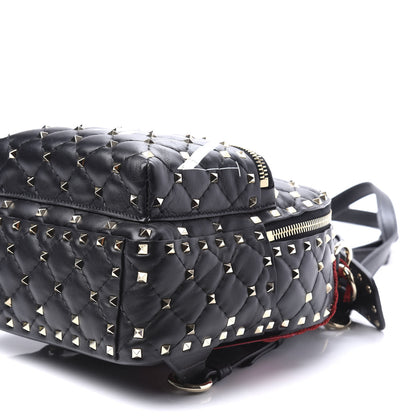 Valentino Garavani Lambskin VLTN Print Quilted Mini Rockstud Spike Backpack Black 7 of 8