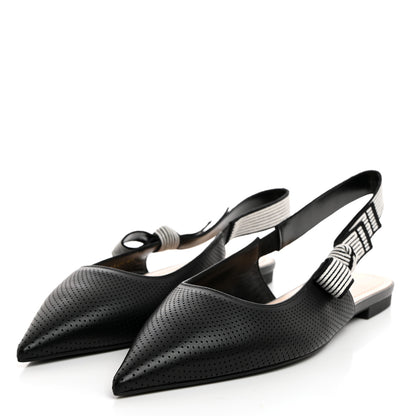 Christian Dior Perforated Supple Lambskin Cotton Ribbon Dior Toujours Slingback Flats 41 Black 3 of 9