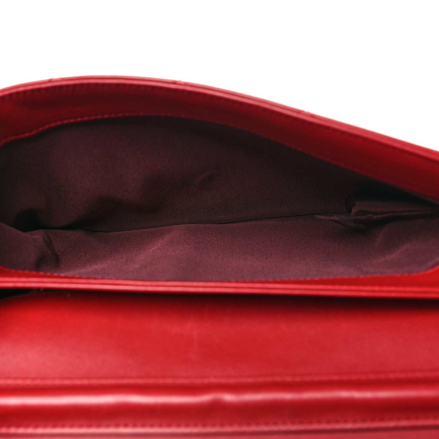 Lambskin Quilted Retro Label Clutch Red