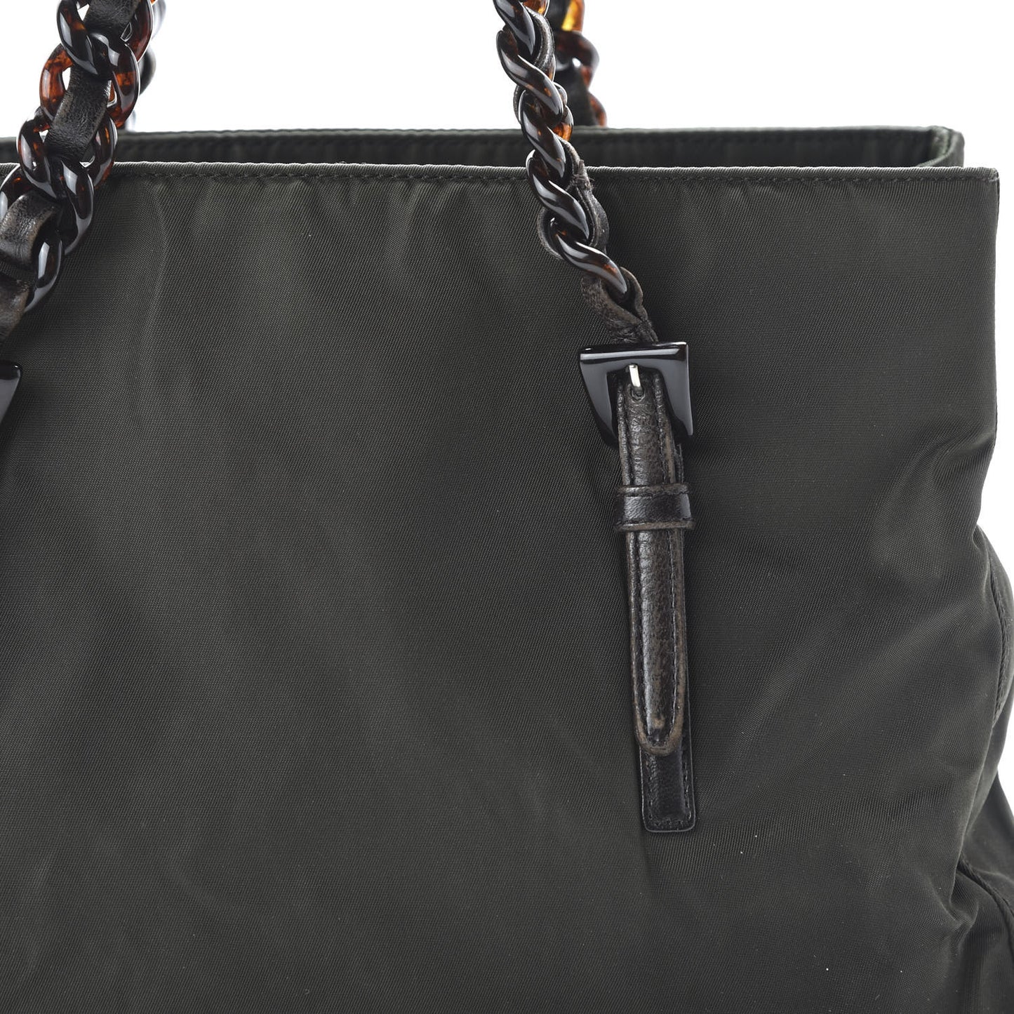 Tessuto Nylon Calfskin Chain Tote Mimetico