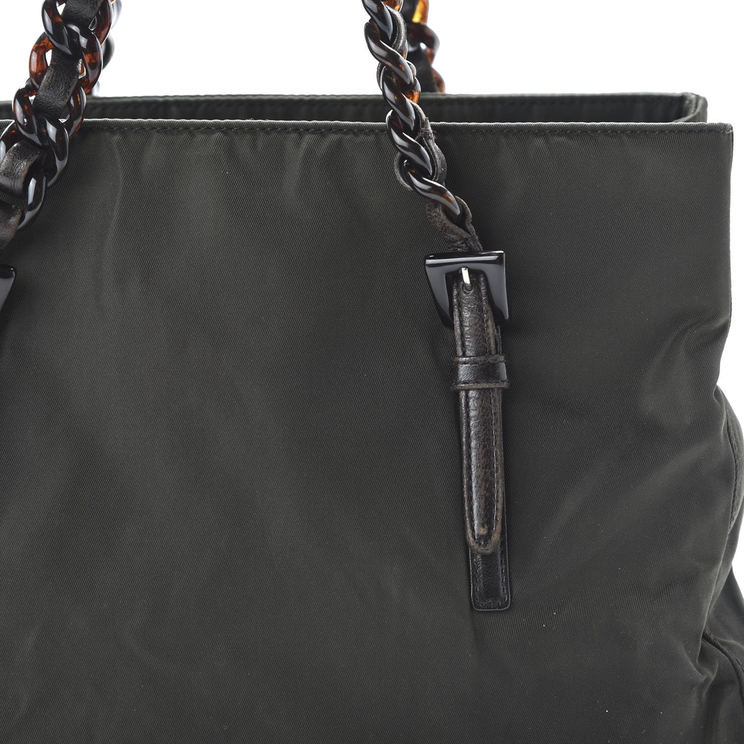 Prada Tessuto Nylon Calfskin Chain Tote Mimetico 9 of 9