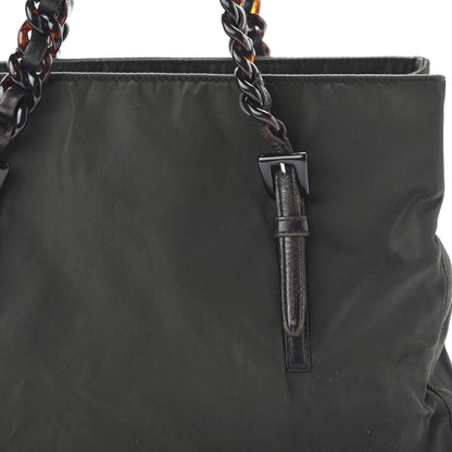 Prada Tessuto Nylon Calfskin Chain Tote Mimetico 9 of 9