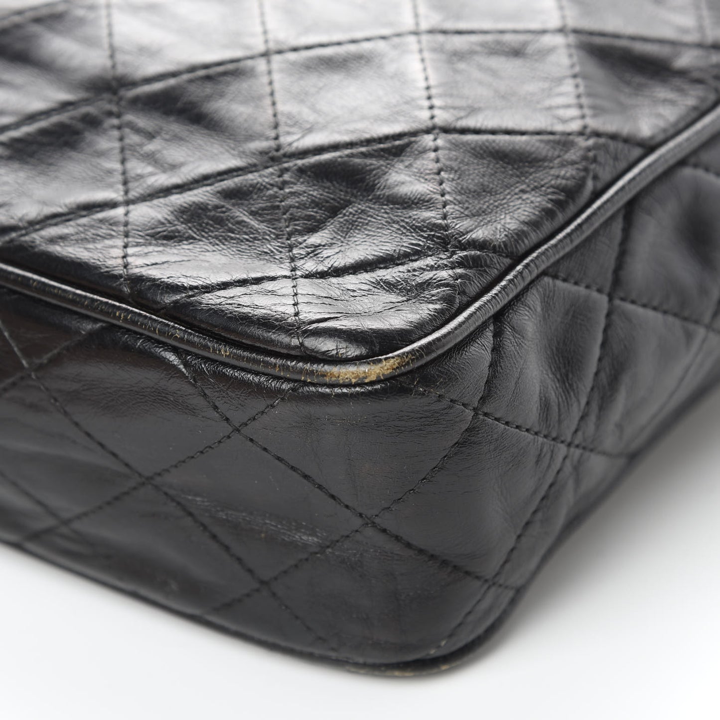 Lambskin Quilted Flap Shoulder Bag Black