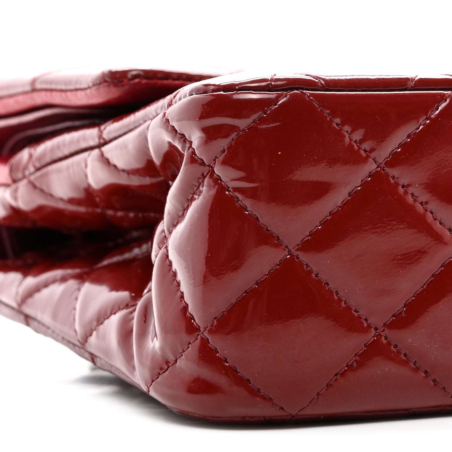 Chanel Patent Calfskin Quilted Medium Double Flap Dark Red 9 of 18