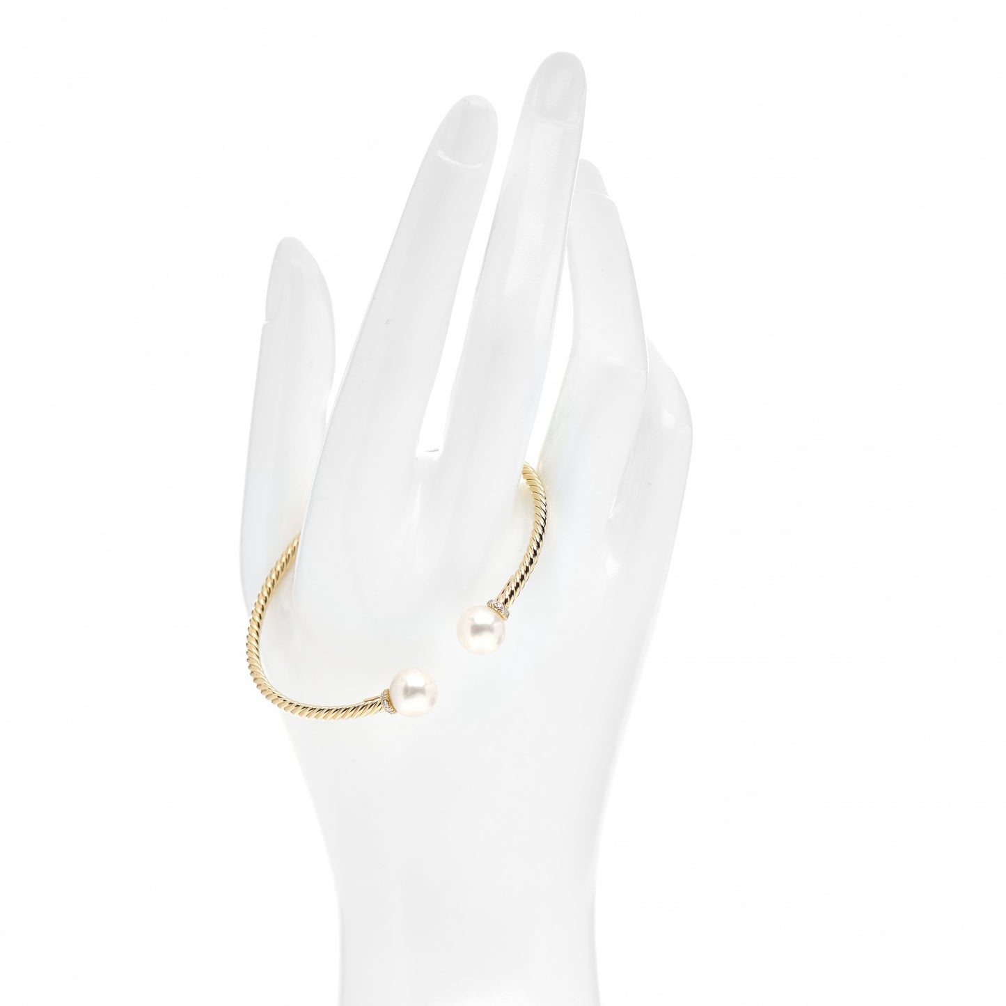 18K Yellow Gold Diamond Pearl 8.5mm Solari Bracelet