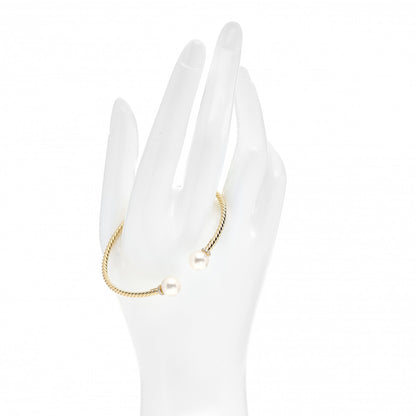 David Yurman 18K Yellow Gold Diamond Pearl 8.5mm Solari Bracelet 2 of 4