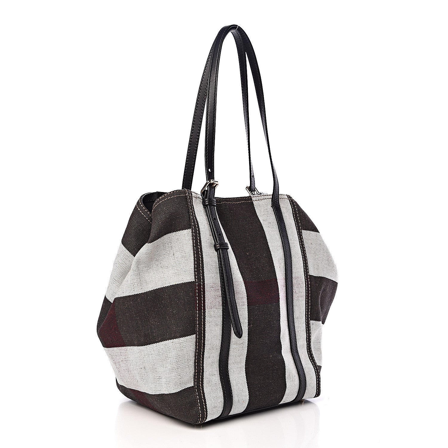 Burberry Canvas Mega Check Medium Padstow Tote Black 4 of 11
