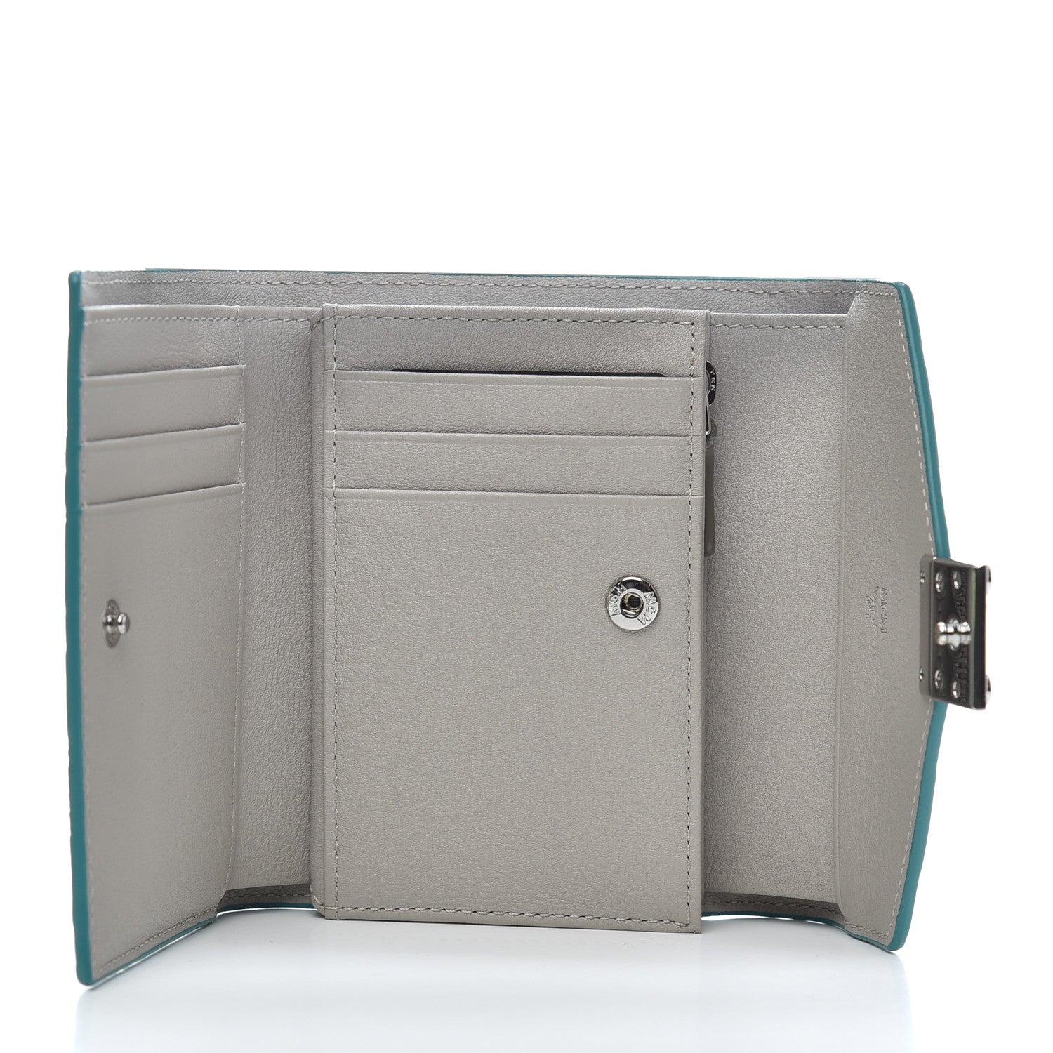 MCM Calfskin Ottomar Monogram Tri-Fold Wallet Pool Blue 5 of 7