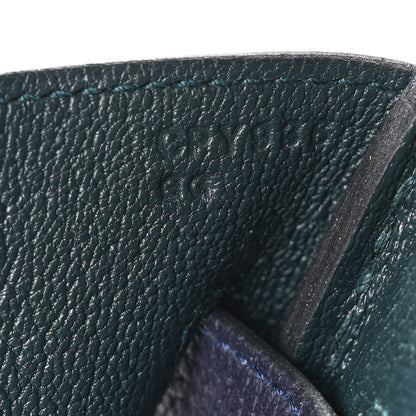 Hermes Togo Swift Officier Birkin 35 Bleu Nuit Vert Cypress 7 of 13