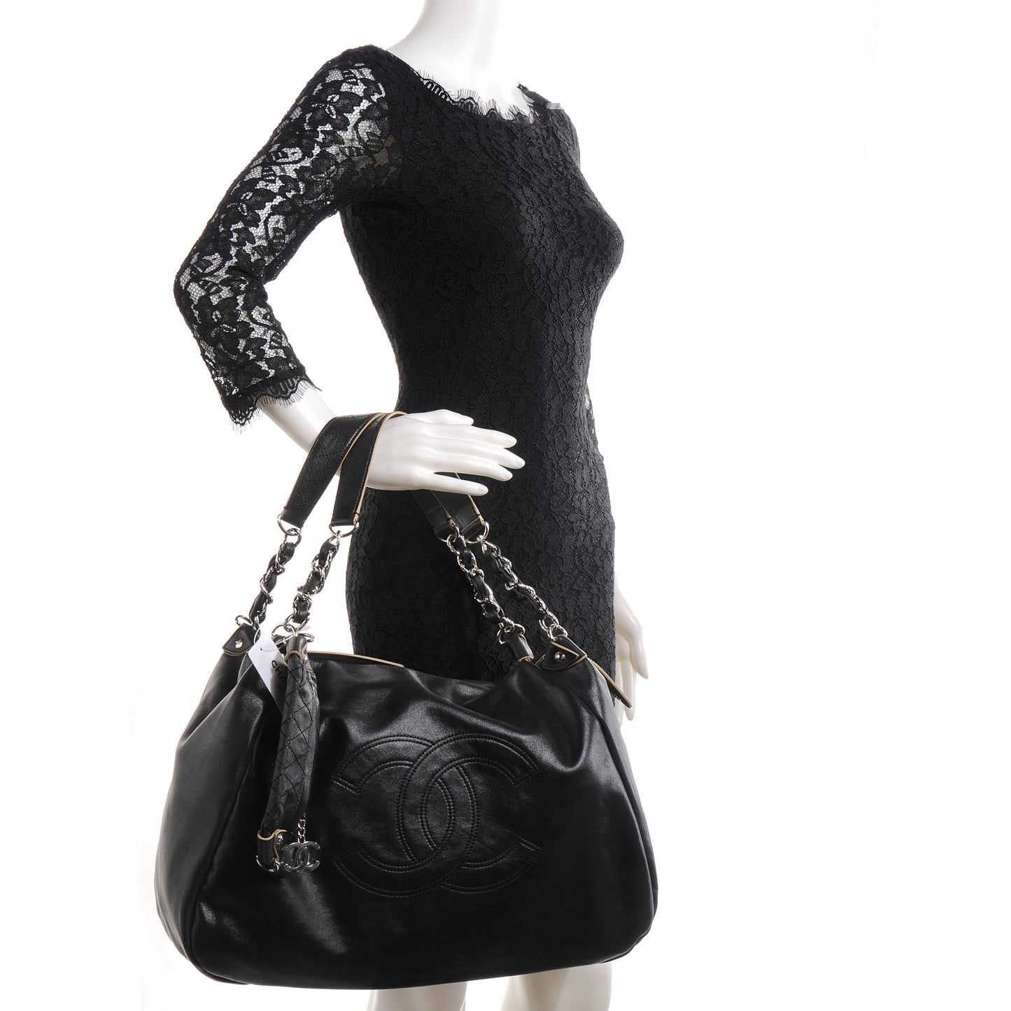 Lambskin Edgy Large Shoulder Bag Black