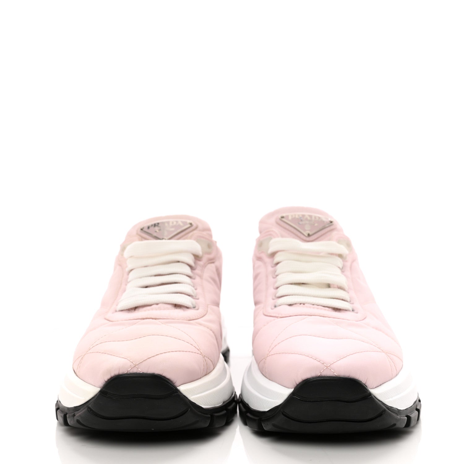 Prada Re-Nylon Piuma Metal Triangle Logo Quilted 45mm Sneakers 37 Alabastro 2 of 14