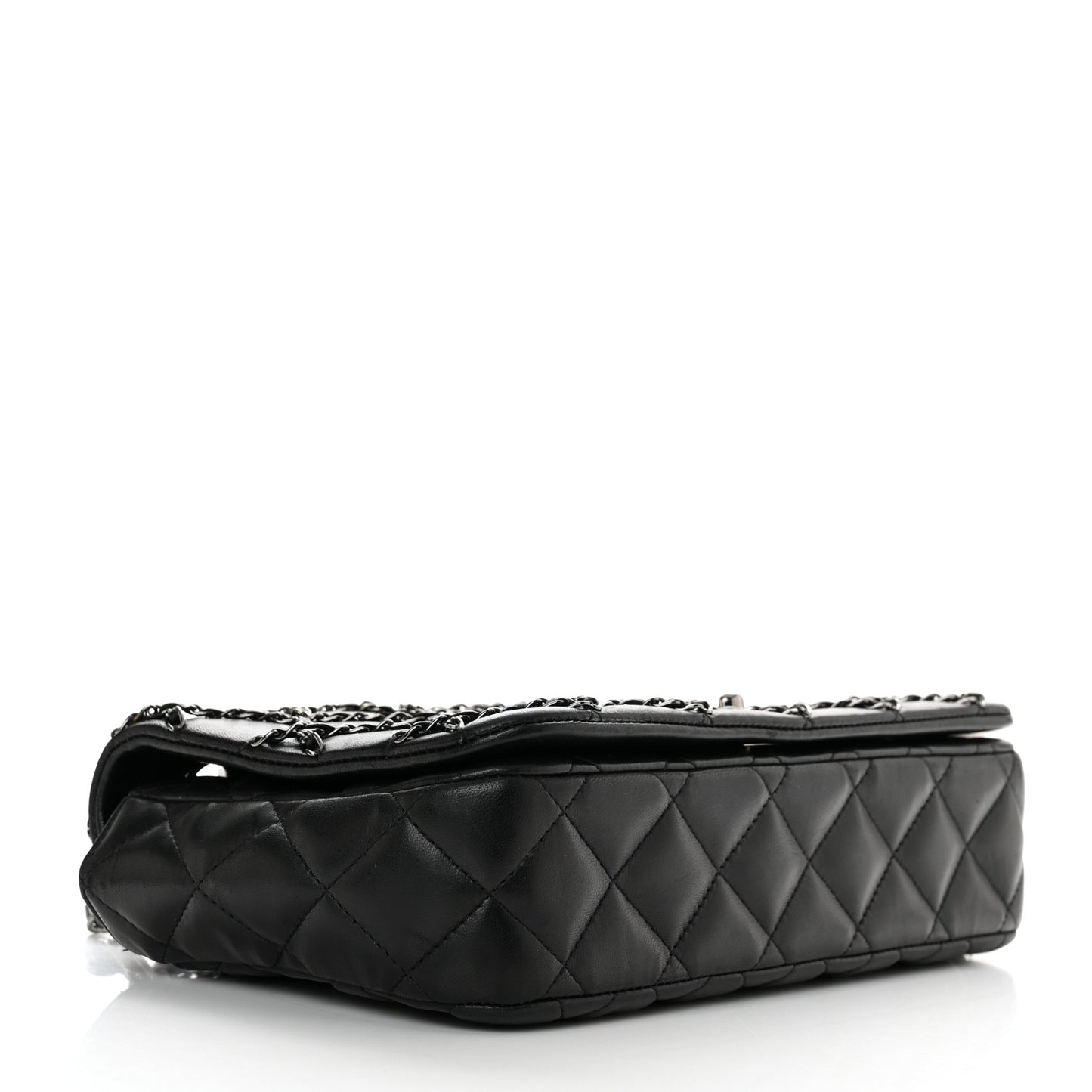 Lambskin Quilting Enchained Medium Flap Black