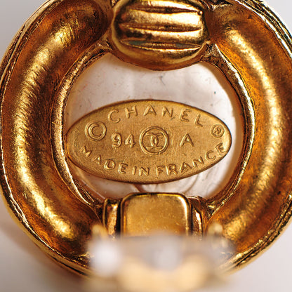 Chanel Pearl CC Clip On Earrings Gold 3 of 3