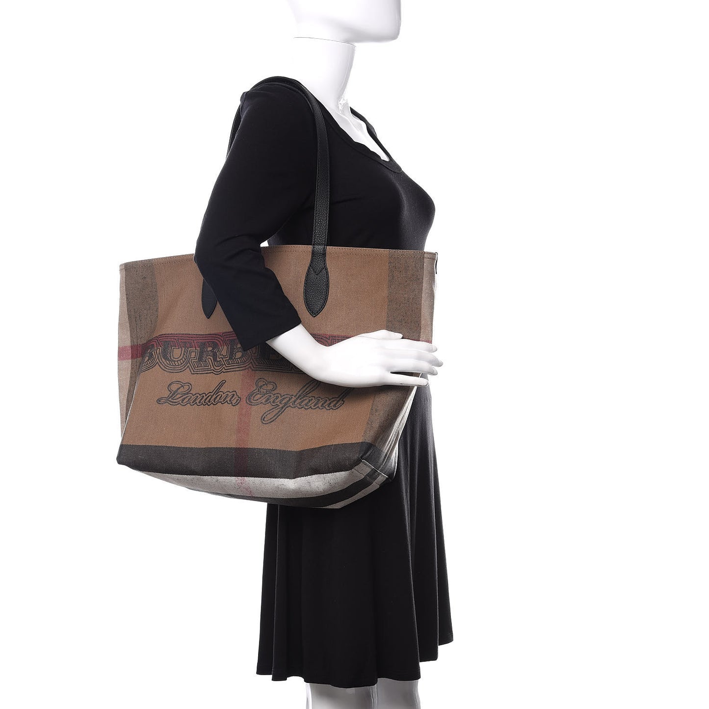 Coated Canvas Mega Check Medium Doodle Tote Black
