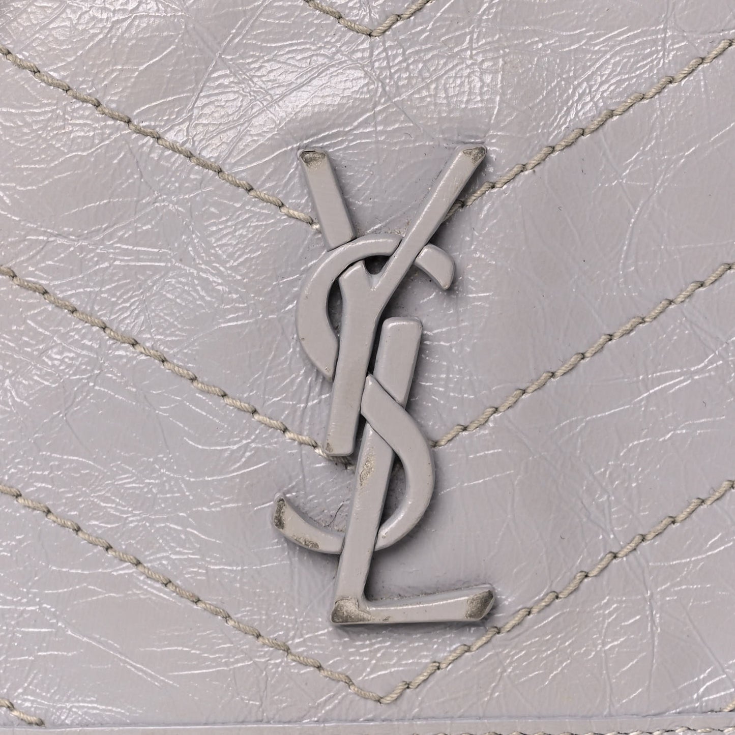 Crinkled Calfskin Matelasse Monogram Niki Chain Wallet Granite