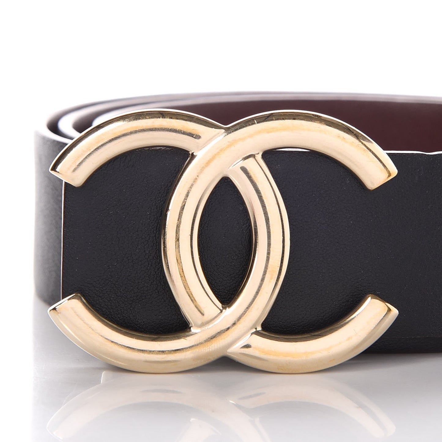 Calfskin CC Reversible Belt 90 Black Burgundy