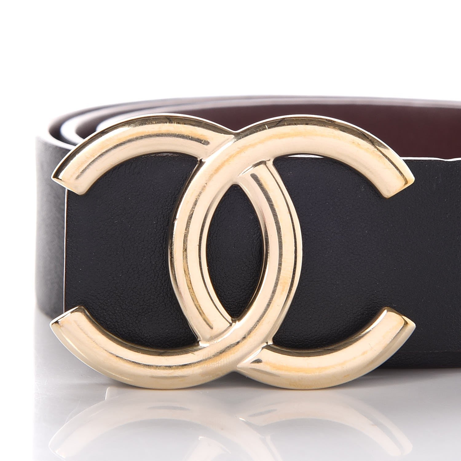 Chanel Calfskin CC Reversible Belt 90 Black Burgundy 3 of 10