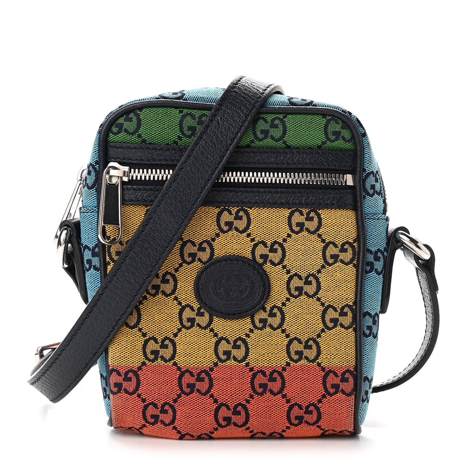 Gucci Monogram Multicolor Mini Retro Interlocking G Messenger Blue Rainbow Light Blue 1 of 10
