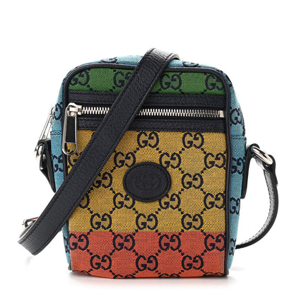 Gucci Monogram Multicolor Mini Retro Interlocking G Messenger Blue Rainbow Light Blue 1 of 10