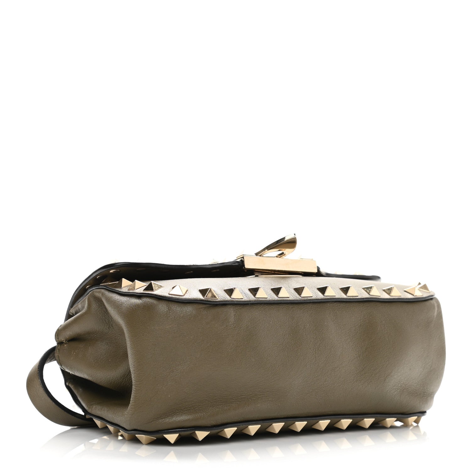 Valentino Garavani Vitello Mini Rockstud Flap Saddle Crossbody Bag Army Green 4 of 11