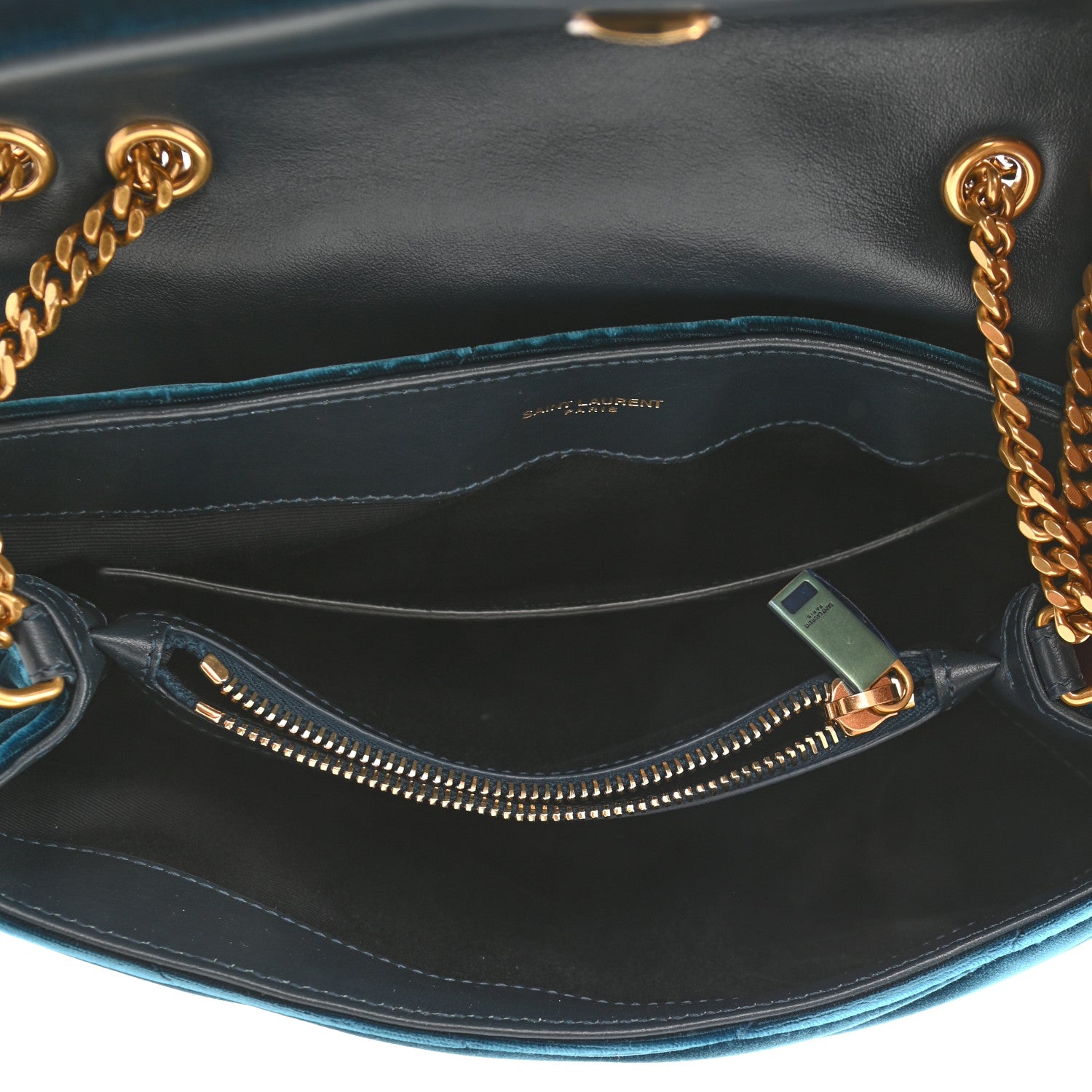 Saint Laurent Velvet Y Quilted Monogram Small Loulou Chain Satchel Medium Blue 5 of 8