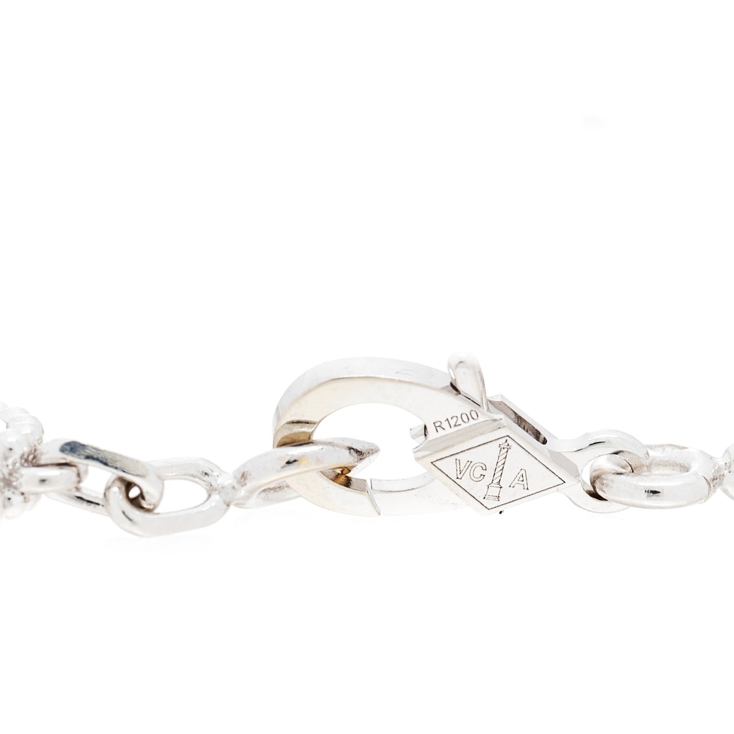 18K White Gold Mother of Pearl 5 Motifs Vintage Alhambra Bracelet