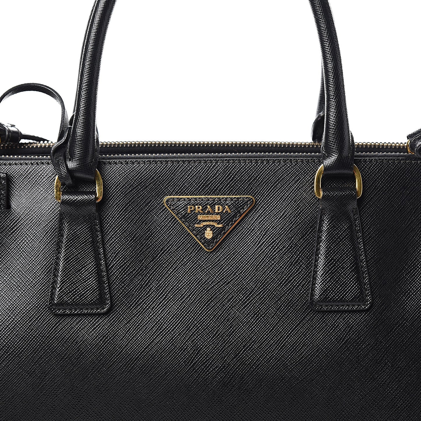 Saffiano Medium Galleria Double Zip Tote Black