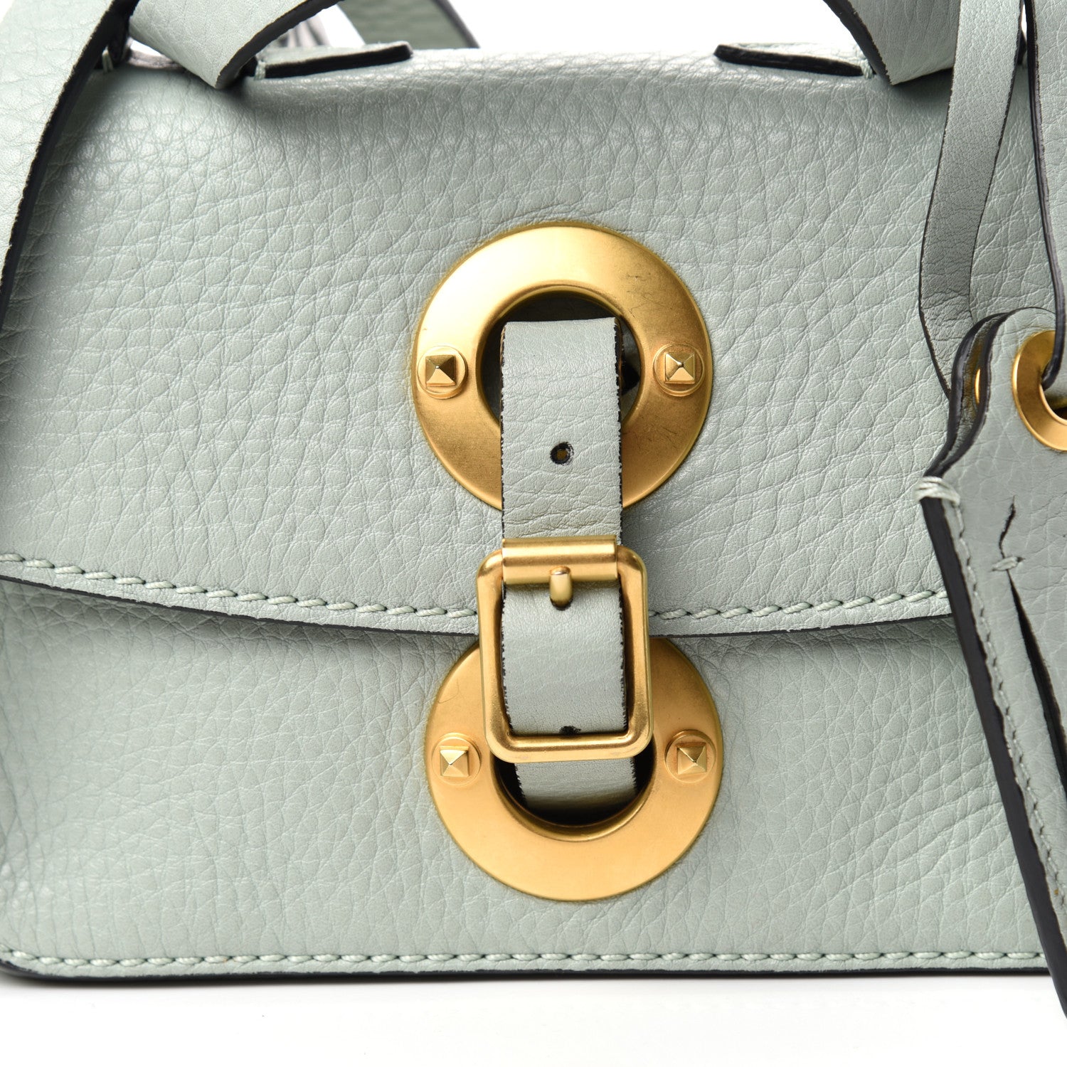 Valentino Garavani Pebbled Calfskin Shoulder Bag Water Green 9 of 10