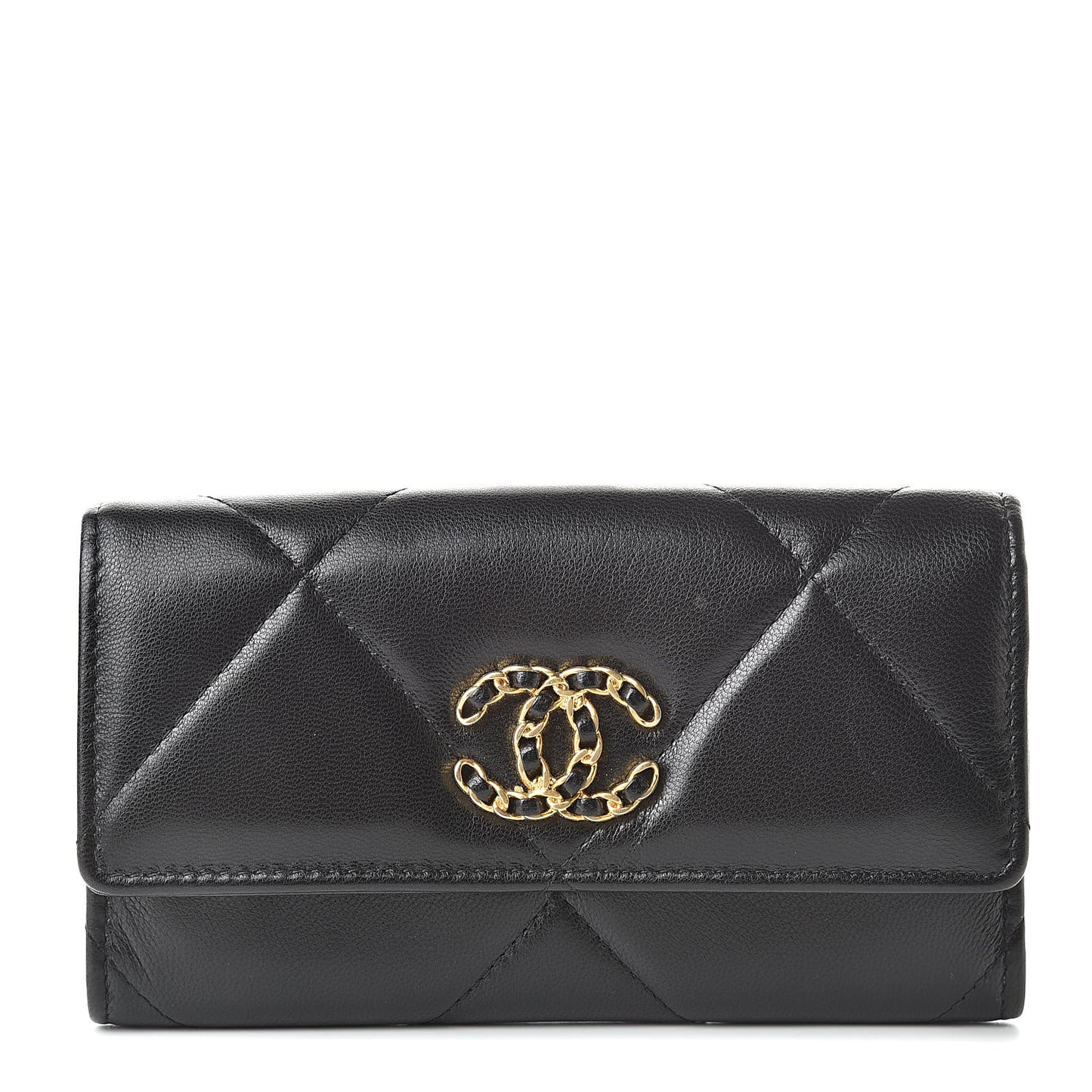 Goatskin Quilted 19 Flap Wallet Black