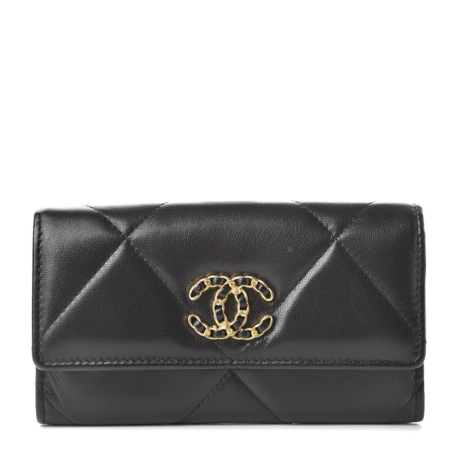 Chanel Goatskin Quilted 19 Flap Wallet Black 1 of 9