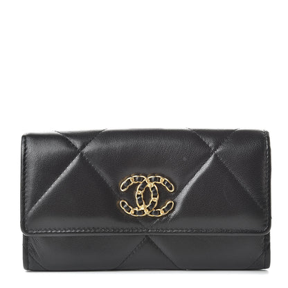 Chanel Goatskin Quilted 19 Flap Wallet Black 1 of 9