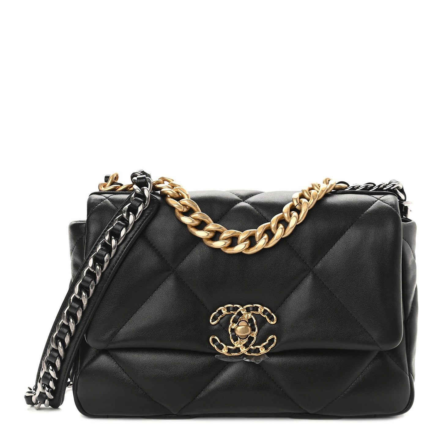 Lambskin Quilted Medium Chanel 19 Flap Black