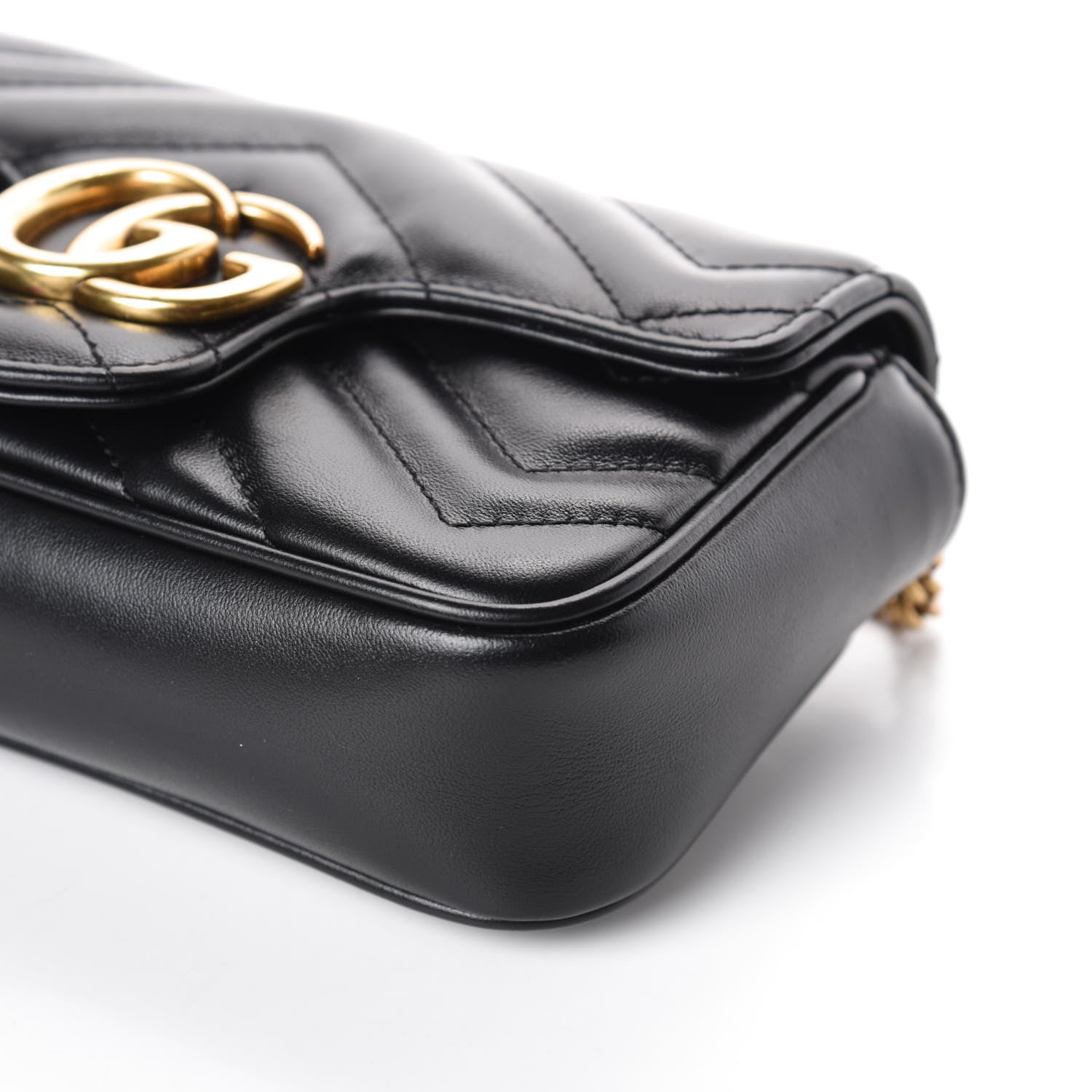 Gucci Calfskin Matelasse Super Mini GG Marmont Shoulder Bag Black 8 of 8