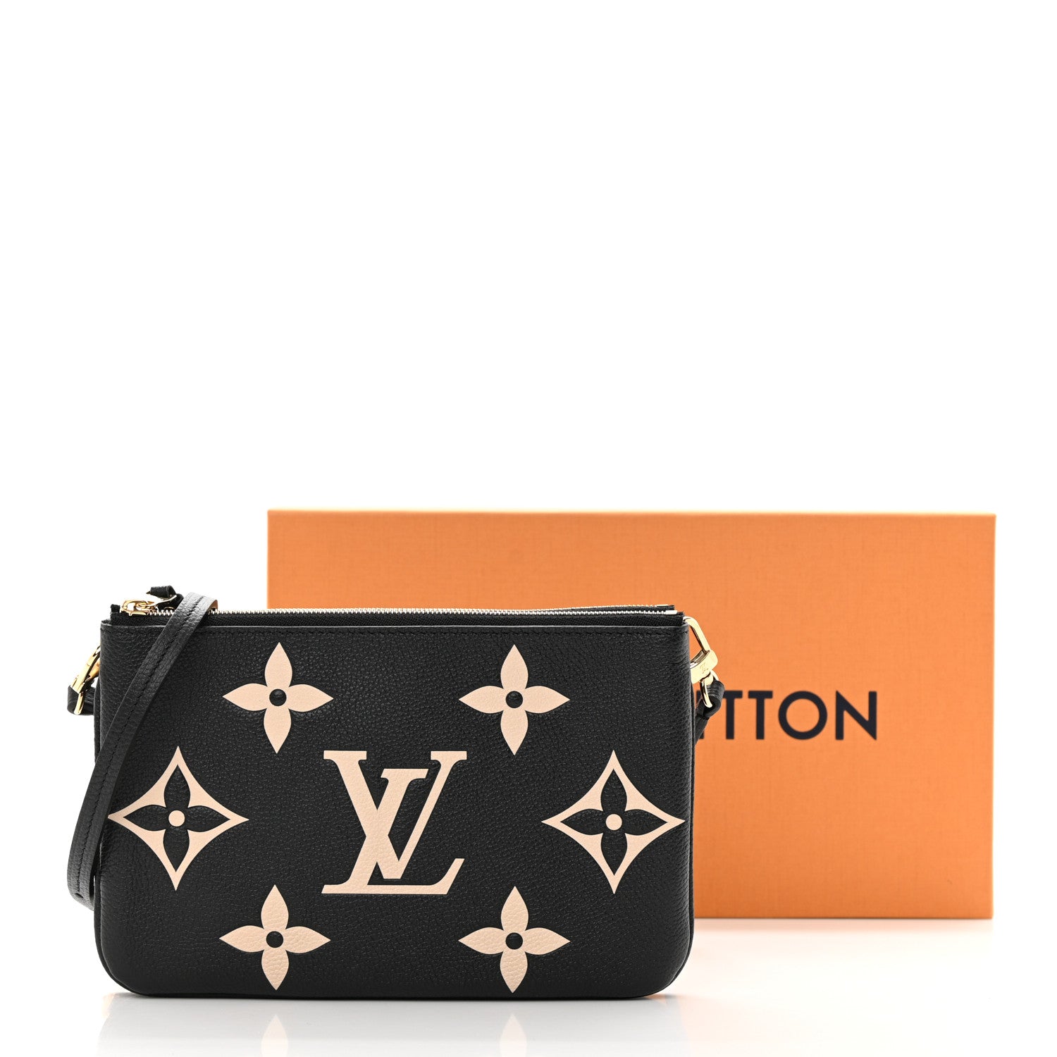Louis Vuitton Empreinte Monogram Giant Double Zip Pochette Black Cream 13 of 13
