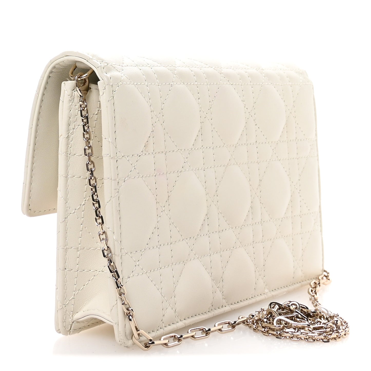 Lambskin Chain Lady Dior Chain Pouch Latte