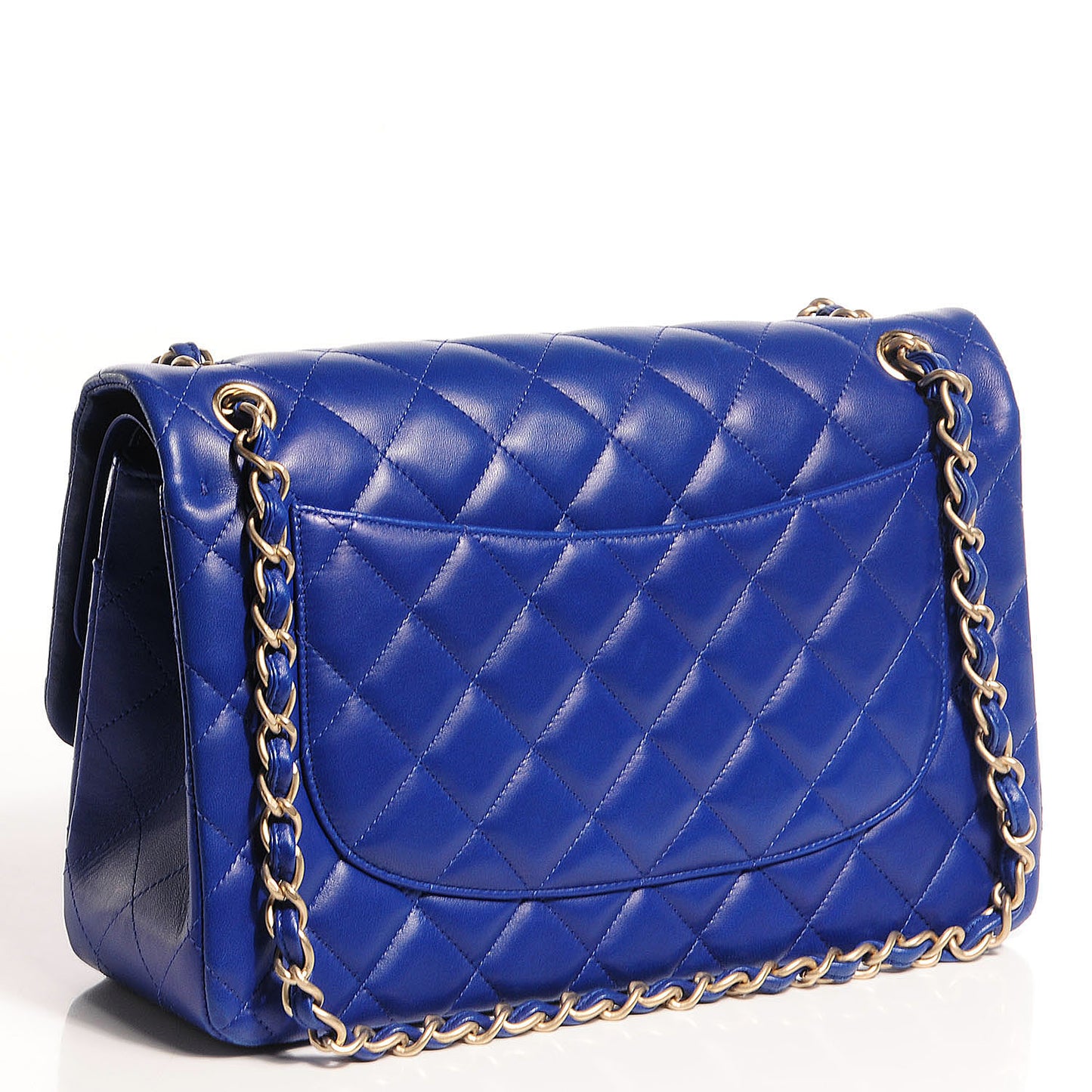Lambskin Quilted Jumbo Double Flap Dark Blue