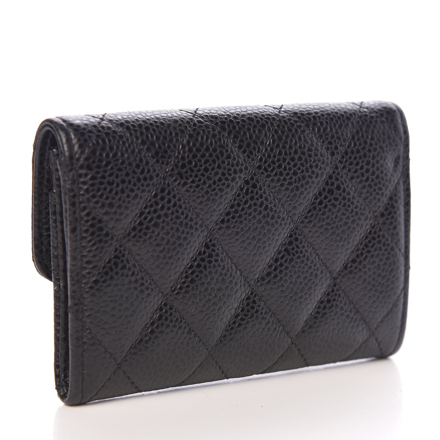 Caviar Quilted Flap Card Holder Black