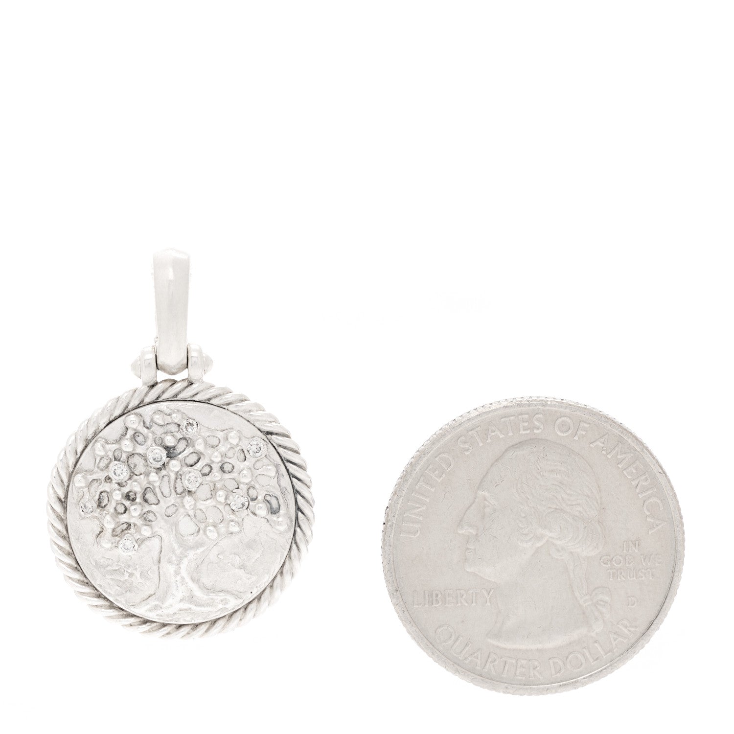 David Yurman Sterling Silver Diamond Cable Collectibles Tree of Life Amulet Pendant 2 of 4