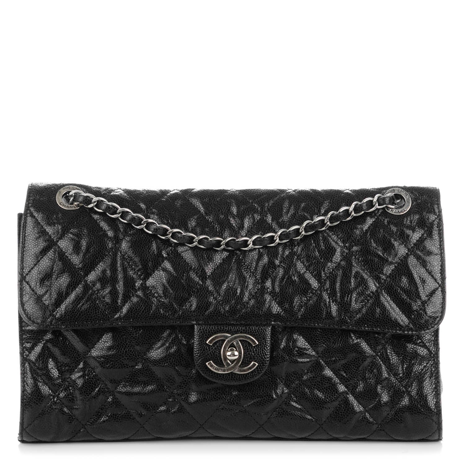 Chanel Crumpled Grained Calfskin Jumbo CC Crave Flap Black 1 of 8