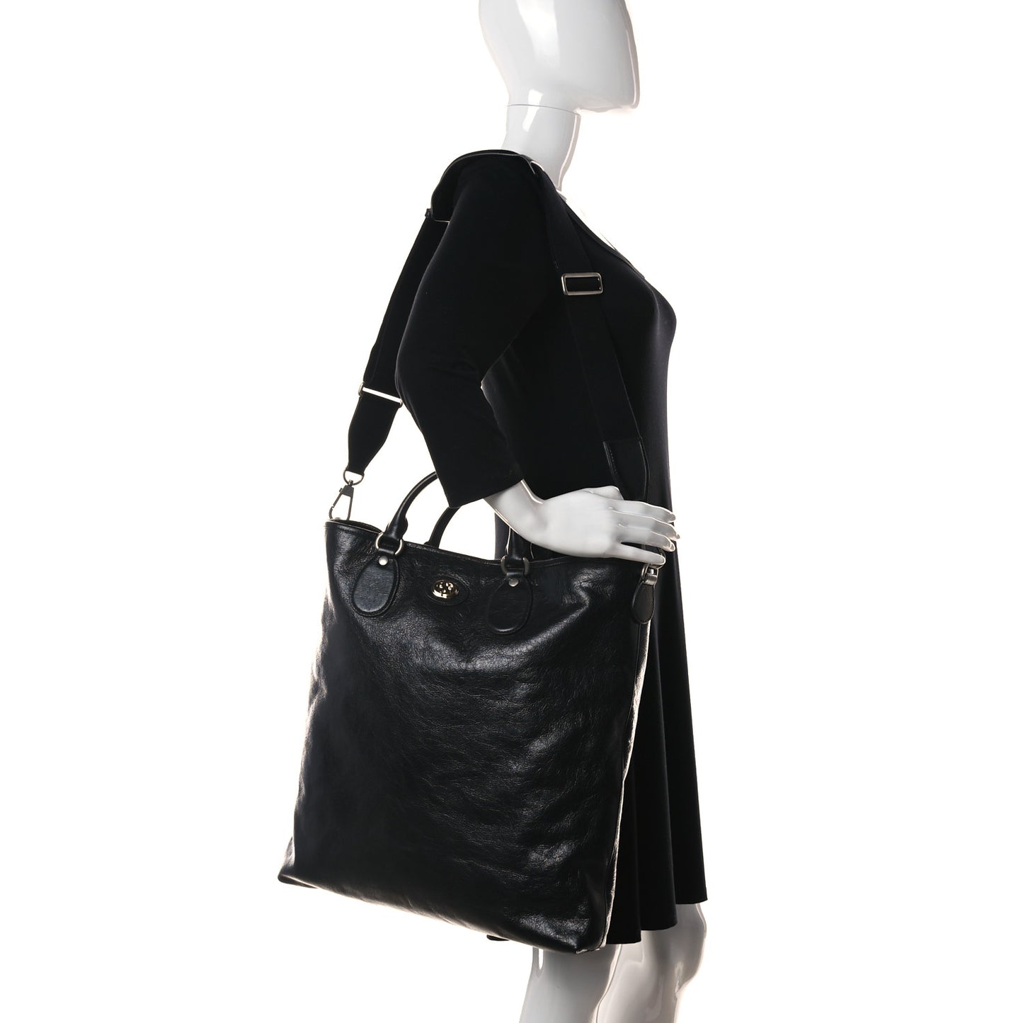 Fluffy Calfskin Morpheus Tote Bag Black