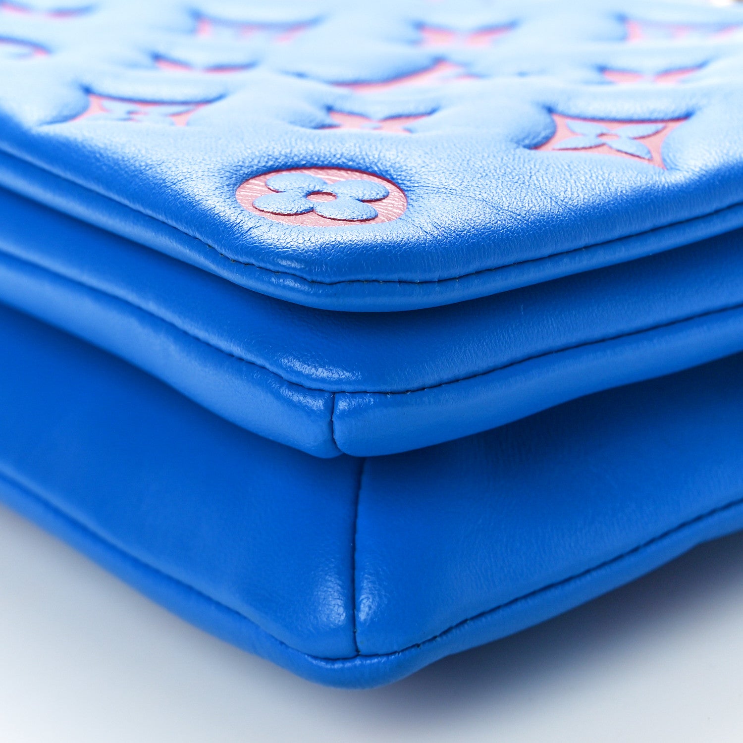 Louis Vuitton Lambskin Embossed Monogram Vuittamins Pochette Coussin Blue Red 9 of 9