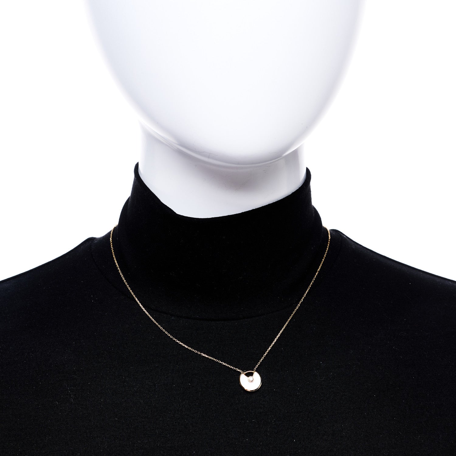 Cartier 18K Yellow Gold Diamond Mother of Pearl XS Amulette de Cartier Pendant Necklace 2 of 6