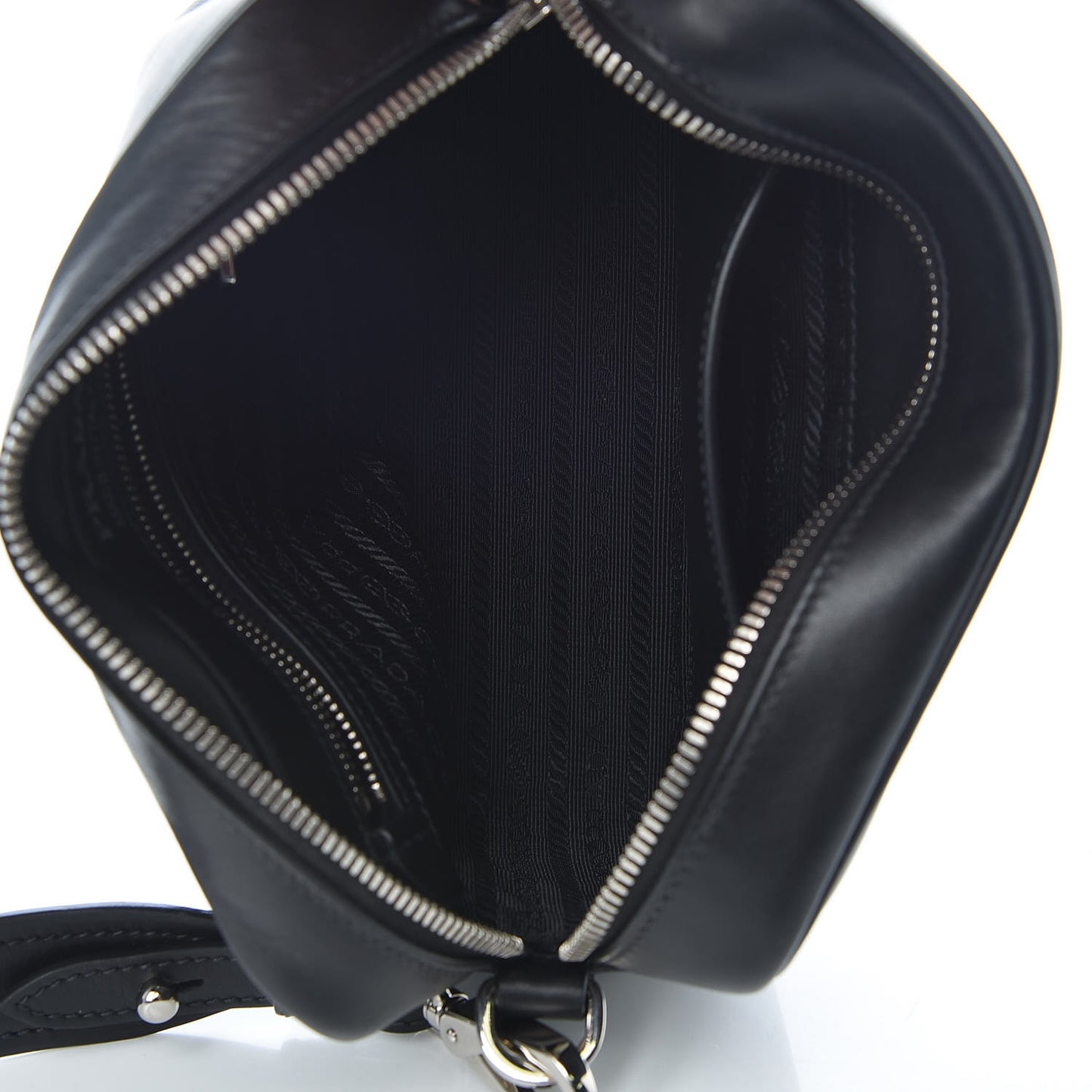 City Calfskin Racing Logo Camera Bag Black Fuxia